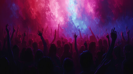 Fototapeta premium hands up, people dancing at a concert