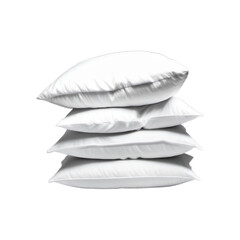Stack of White Pillows Isolated on a White Background - Comfortable, Soft Cushions for Bedding and Home Decor