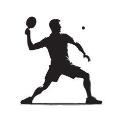 table tennis player pose vector Silhouette illustration