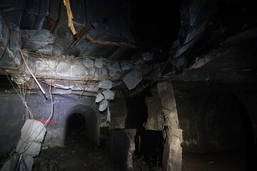 old ruined underground war bunker