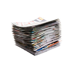 Stack of Various Colorful Magazines Isolated on White Background
