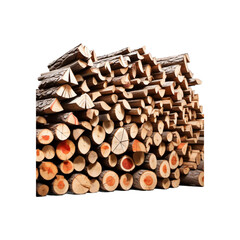 Pile of Cut Wood Logs Stacked Neatly, Freshly Chopped Timber Ready for Use