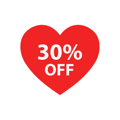 Red heart 30% off discount