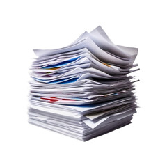 Stack of Assorted Papers, Documents, and Forms Isolated on White Background
