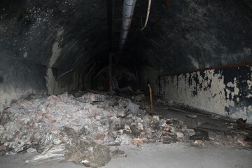 old ruined underground war bunker