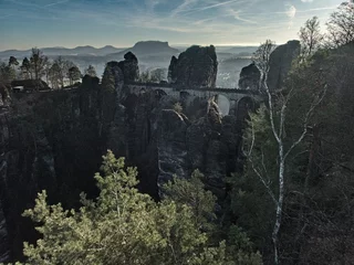 Fotobehang De Bastei Brug amazing views on a bastei bridge in germany
