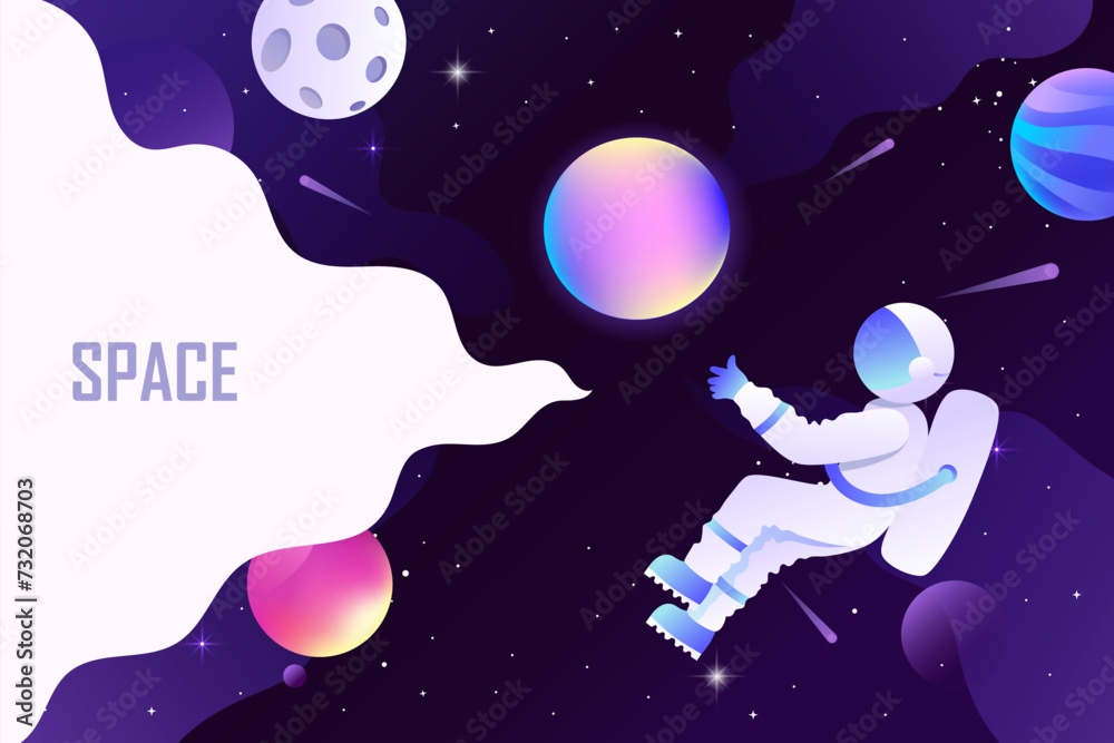 Canvas Prints astronaut in space. vector banner. place for text.