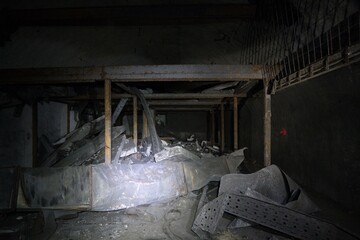 old ruined underground war bunker