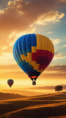 Naklejka premium Colorful hot air balloons flying over mountain at Dot Inthanon in Chiang Mai, Thailand.