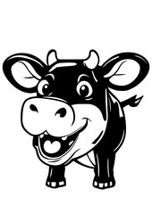 Smiling Happy Cow Silhouette SVG Vector Art