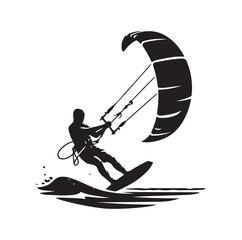 kitesurfing vector illustration silhouette style