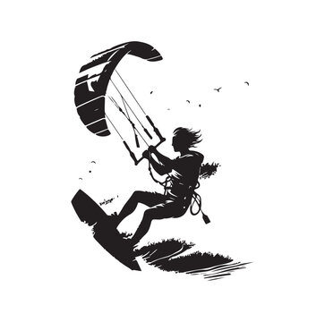 kitesurfing vector illustration silhouette style