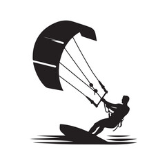 kitesurfing vector illustration silhouette style