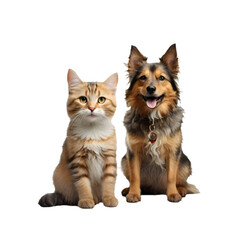 A Picture-Perfect Bond Between Dog and Cat, Capturing the Joy on a White Background