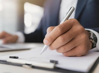 Lawyer working at his office with contract