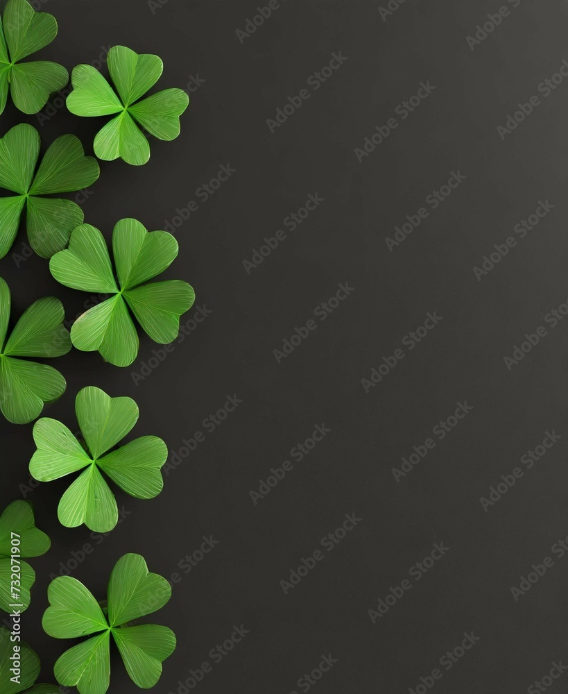 Sticker Clovers background with copy space for text or graphic design. St Patrick Day.