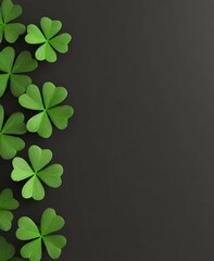 Clovers background with copy space for text or graphic design. St Patrick Day.