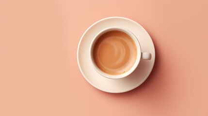 cup of hot chocolate creamy cacao  from above on neat pastel background