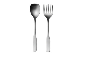 metal spoon and fork isolated on white