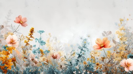 Flowers Painting on White Background