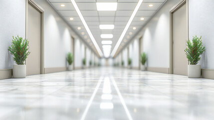 Sleek Modern Corridor with Bright Light, A Contemporary Design Emphasizing Clean Lines and Minimalist Aesthetics