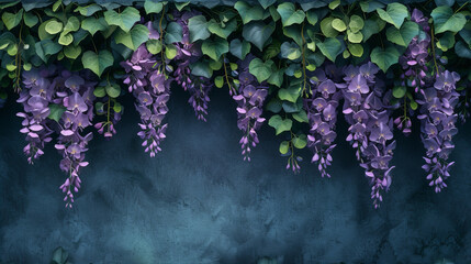 Purple Flowers Hanging From the Side of a Wall