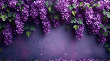 A Bunch of Purple Flowers Growing on a Wall