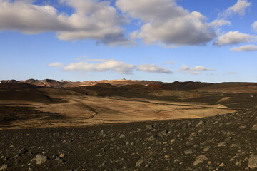 Fototapeta na wymiar View in the Myvtan National park located in northern Iceland in the vicinity of the Krafla volcano