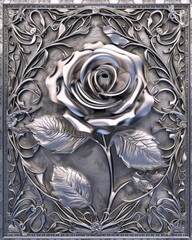 Metal Plate With Rose