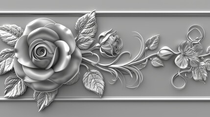 White Rose on Gray Background
