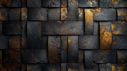 Black and Gold Textured Wallpaper With Gold Highlights