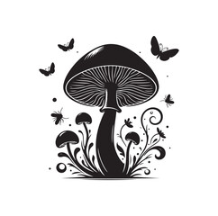 Mushroom icon vector illustration silhouette style