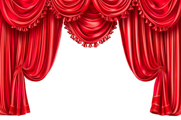 Red velvet curtain on transparent background