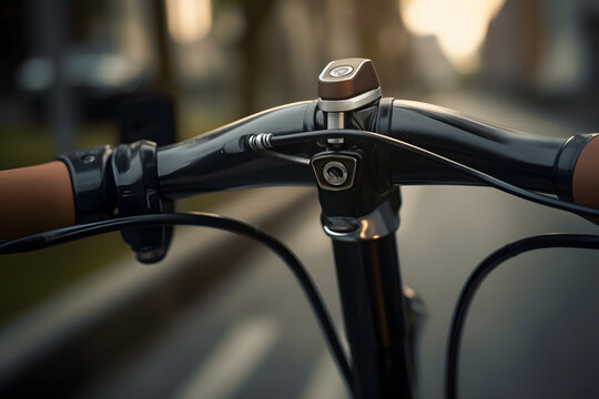 Cose up picture of a handlebar of a bike