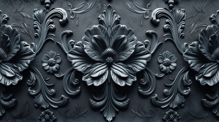 Black and White Photo of a Decorative Wall