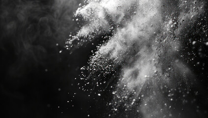 Dramatic splash with bright white particles on a dark background