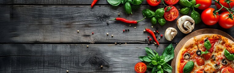 Pizza on Wooden Table