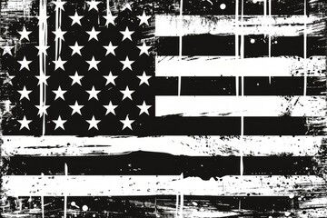 a black and white american flag Generative AI - obrazy, fototapety, plakaty