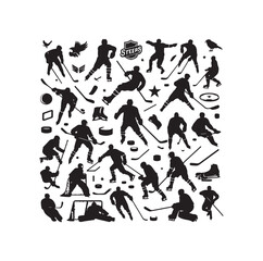 ice hockey player silhouettes icon logo vector illustration.