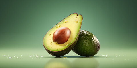 Avocado on a green background