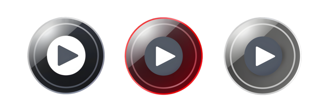 Play button icons on transparent backdrop. Digita webl vector