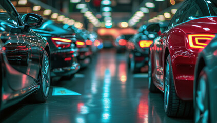 Cars at a car factory