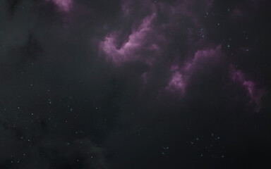3D illustration of Purple space nebula far from Earth. High quality digital space art in 5K - ultra realistic visualization.