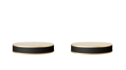 PNG vector Pedestals Set. Pedestal with golden line on isolated transparent background