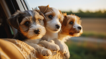 Adorable Puppy Dogs Enjoying The Outside Air