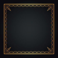 Luxury decorative golden frame. Retro ornamental frame, vintage square ornament & ornate border. Decorative wedding circle frame, antique museum image border. Isolated vector icons set