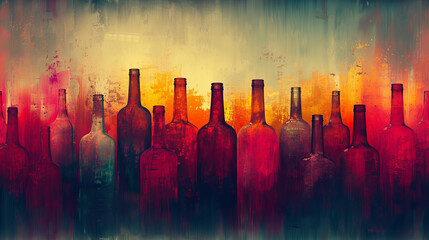 A Painting of a Group of Wine Bottles