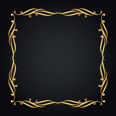 Luxury decorative golden frame. Retro ornamental frame, vintage square ornament & ornate border. Decorative wedding circle frame, antique museum image border. Isolated vector icons set