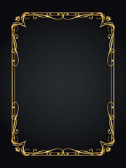 Luxury decorative golden frame. Retro ornamental frame, vintage rectangle ornaments & ornate border. Decorative wedding frames, antique museum image borders. Isolated vector icon