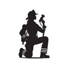 Firefighters pose silhouette vector illustration 